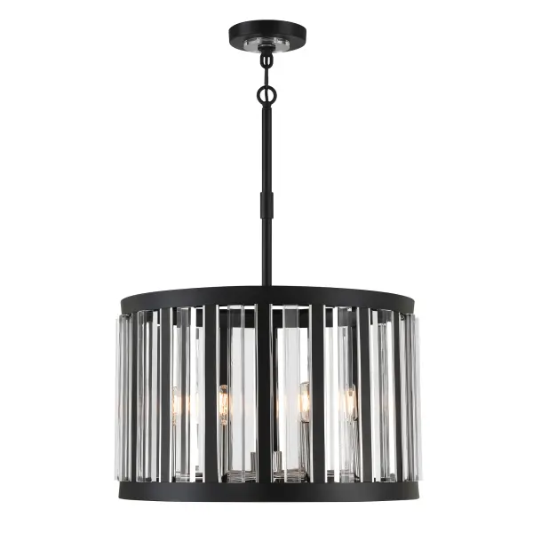 The Majestic Splendor combines industrial-chic sand coal finish with polished nickel accents and contemporary acrylic elements. Six candelabra lights provide ample illumination while the mixed-metal aesthetic adds visual interest to modern and transitional interiors. - alternate view