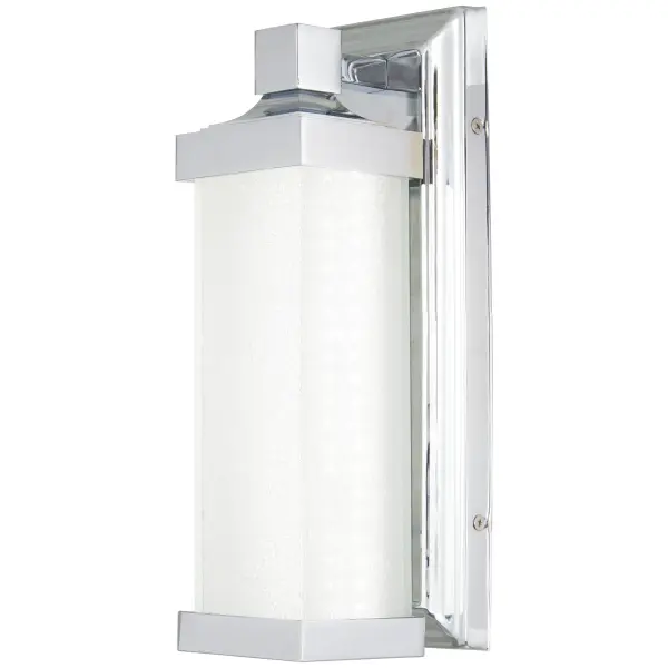 This traditional wall sconce combines timeless chrome finish with modern LED technology, delivering 1185 lumens of bright, dimmable light through etched white glass. Compact at 13" tall, it's ideal for bathrooms and hallways.