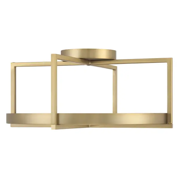 The Boada semi-flush mount combines contemporary styling with warm soft brass finish and faux alabaster shade. At 18" wide, it provides excellent ambient lighting with high CRI LED technology, perfect for intimate spaces. - alternate view