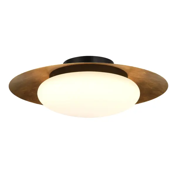 The Zinola 18" flush mount combines sophisticated Halcyon Gold finish with high-performance LED technology. Its etched opal glass diffuses 2415 lumens with exceptional 96 CRI for true color rendering in compact spaces.