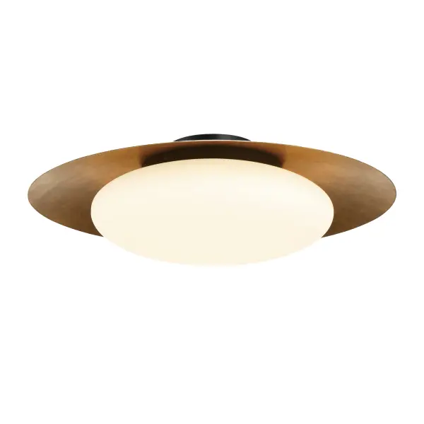 The Zinola 24" flush mount combines elegant Halcyon Gold finish with high-output LED technology and exceptional color rendering. Its etched opal glass diffuses 3700+ lumens beautifully while the low-profile design suits standard ceiling heights.
