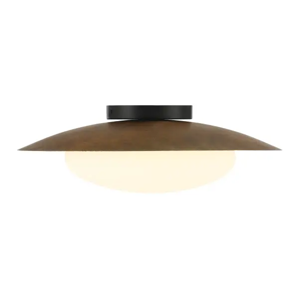 The Zinola 24" flush mount combines elegant Halcyon Gold finish with high-output LED technology and exceptional color rendering. Its etched opal glass diffuses 3700+ lumens beautifully while the low-profile design suits standard ceiling heights. - alternate view