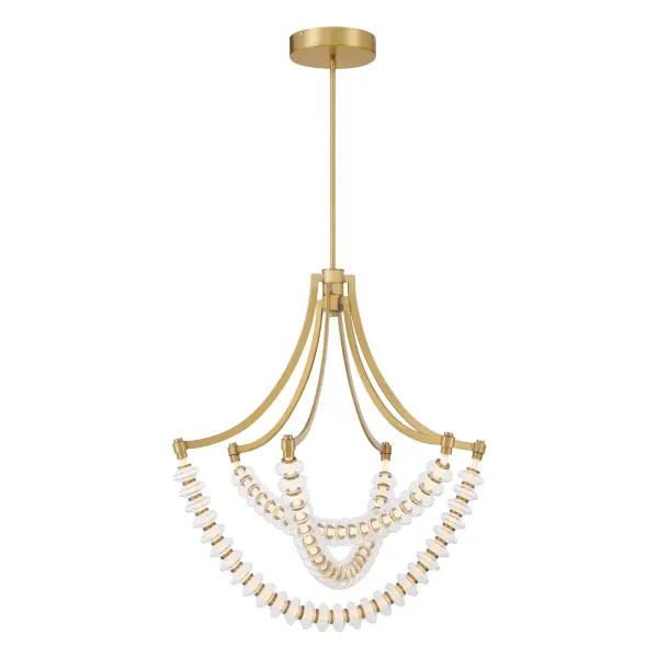 The Pearl LED Chandelier combines modern design with timeless brass elegance. At 29.25 inches wide, it provides excellent illumination with integrated LED technology, delivering 2700 lumens with superior 90 CRI color rendering. - alternate view