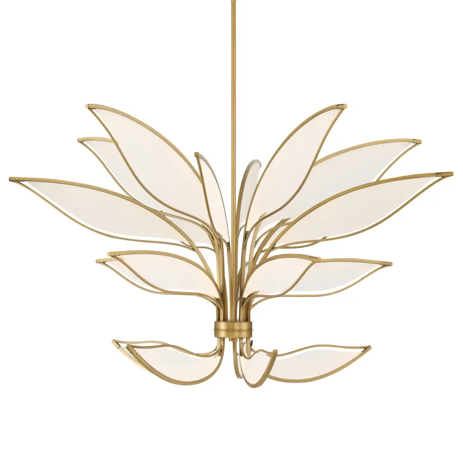 Striking Linear LED Chandelier with Warm Brass Finish - Image 1