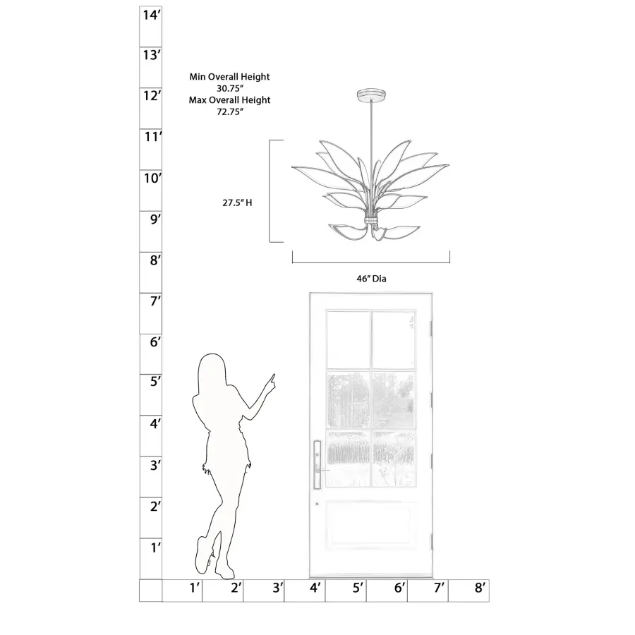 Striking Linear LED Chandelier with Warm Brass Finish - Image 2