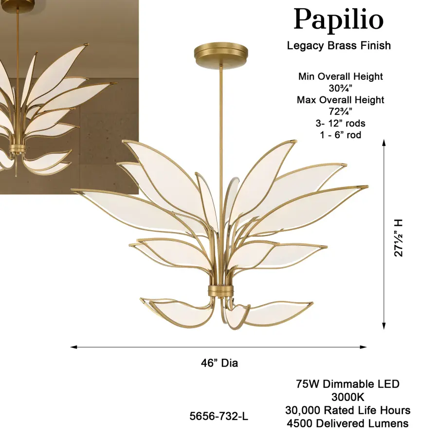 Striking Linear LED Chandelier with Warm Brass Finish - Image 3