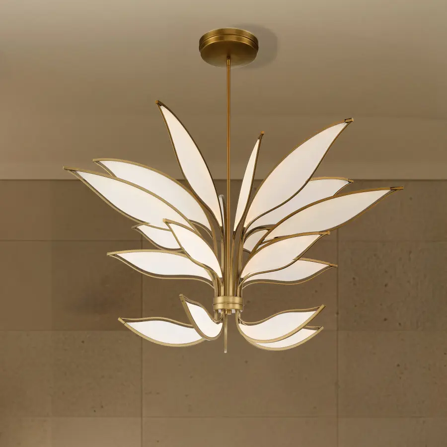Striking Linear LED Chandelier with Warm Brass Finish - Image 4