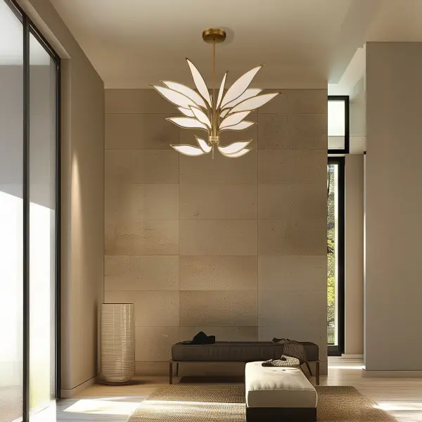 Striking Linear LED Chandelier with Warm Brass Finish - Image 5