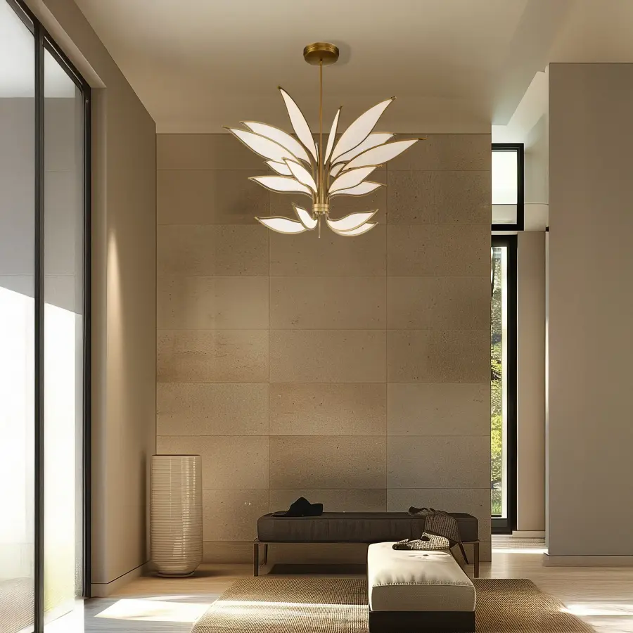Striking Linear LED Chandelier with Warm Brass Finish - Image 5