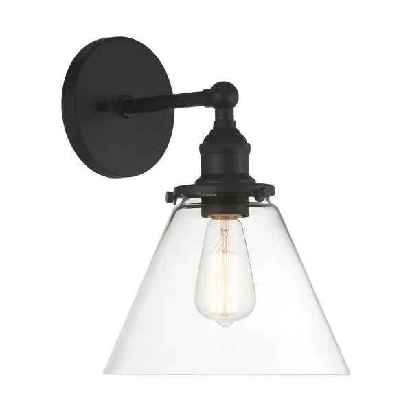 Barwell 1 Light Wall Sconce in Coal Black - Image 1