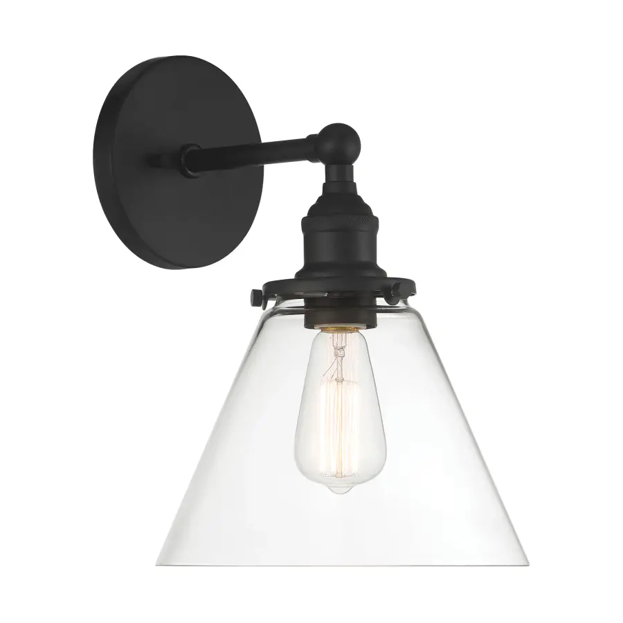 Barwell 1 Light Wall Sconce in Coal Black - Image 1