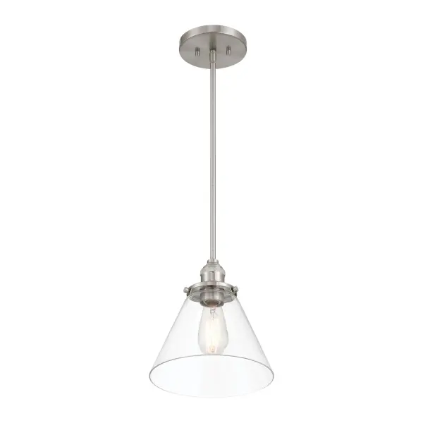 Barwell 10" 1-Light Mini Pendant in Brushed Nickel - Image 1