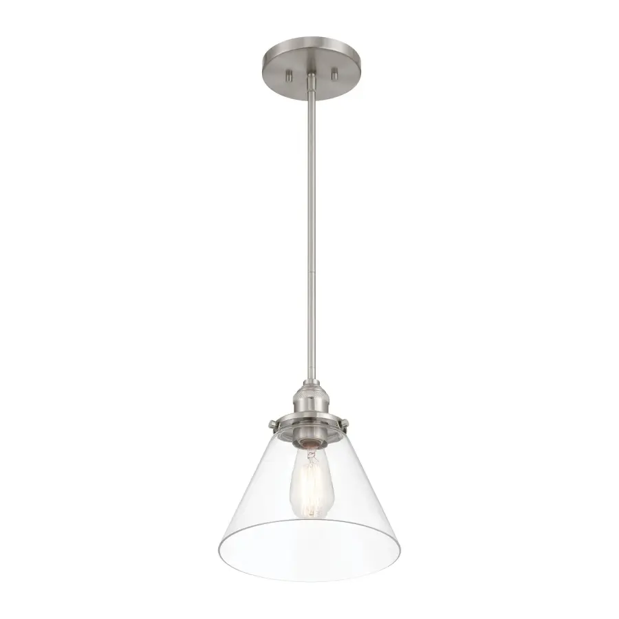 Barwell 10" 1-Light Mini Pendant in Brushed Nickel - Image 1