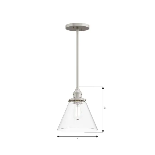 Barwell 10" 1-Light Mini Pendant in Brushed Nickel - Image 4