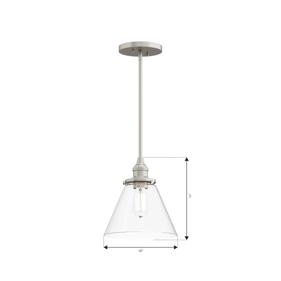 Barwell 10" 1-Light Mini Pendant in Brushed Nickel - Image 4