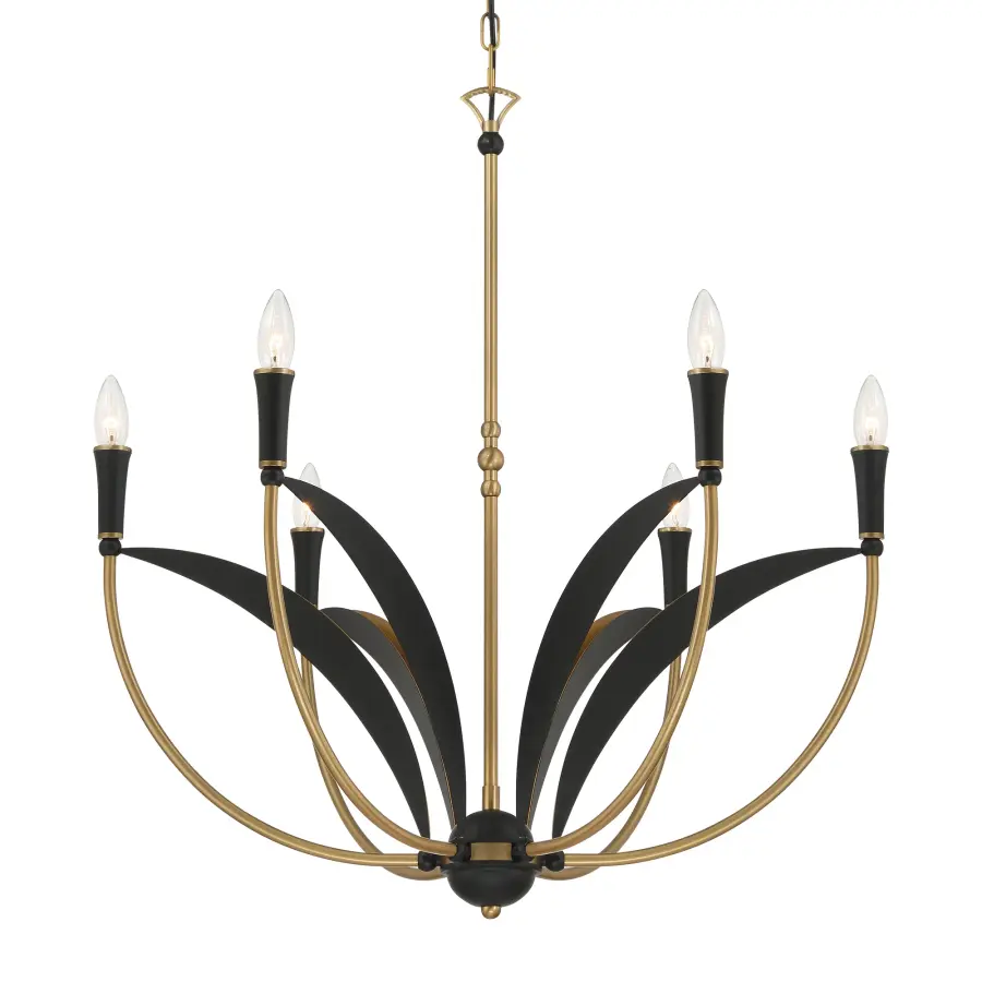 Miller 28.25" 6-Light Chandelier in Legacy Brass - Image 1