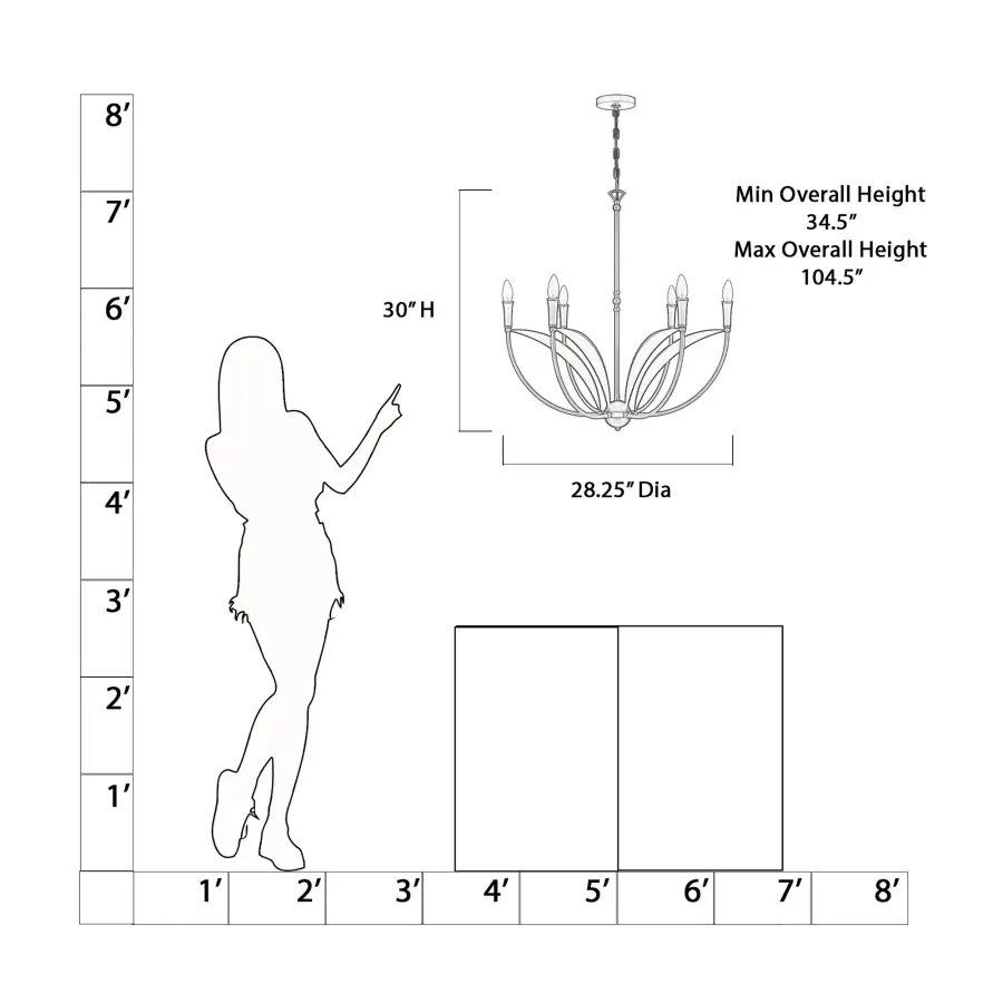 Miller 28.25" 6-Light Chandelier in Legacy Brass - Image 2