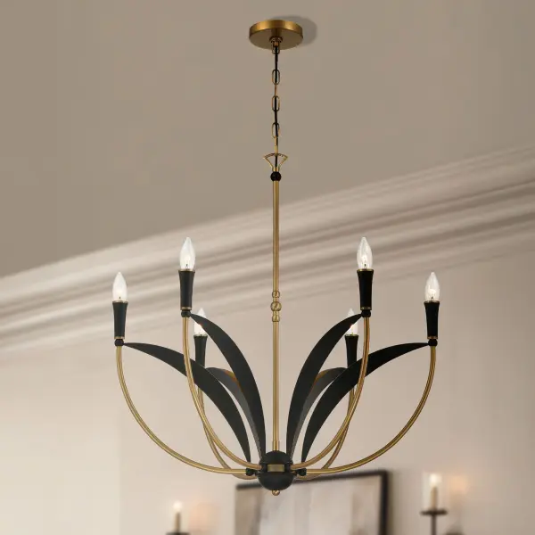Miller 28.25" 6-Light Chandelier in Legacy Brass - Image 4