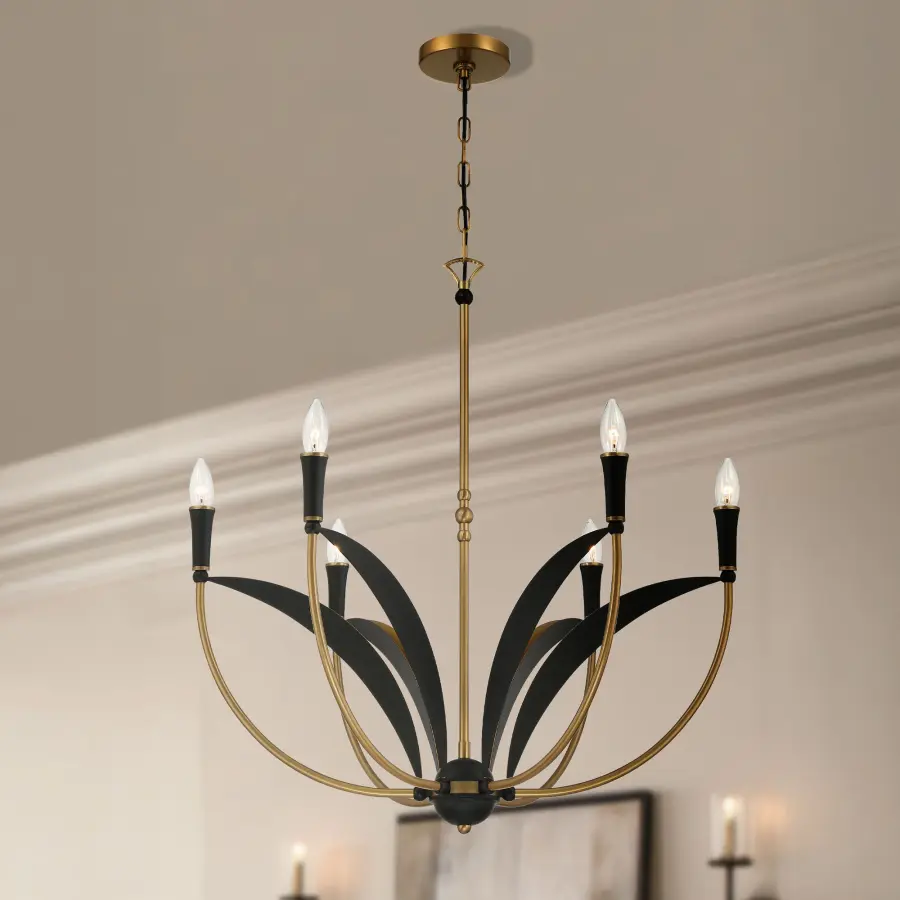 Miller 28.25" 6-Light Chandelier in Legacy Brass - Image 4
