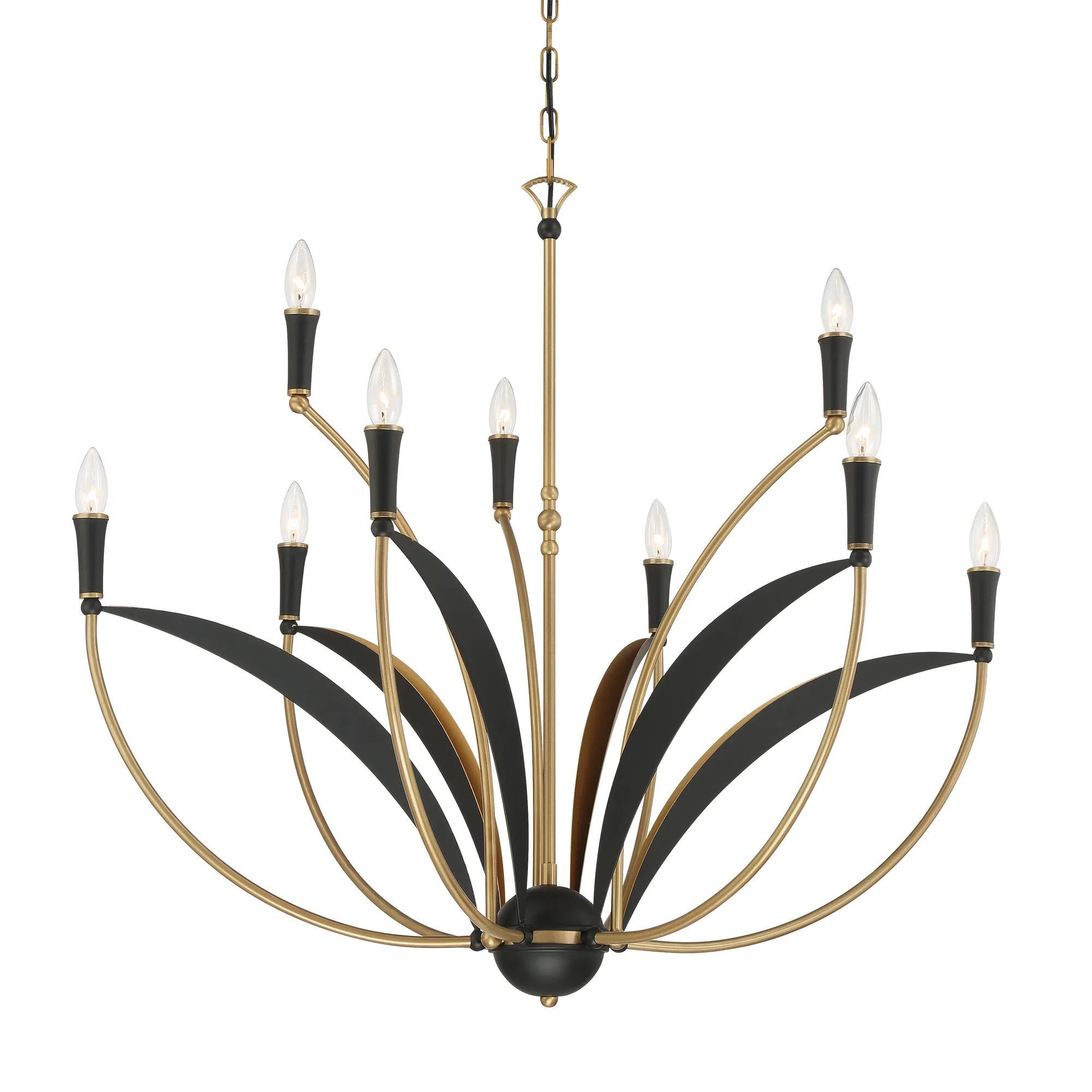 Miller 35.5" 9-Light Chandelier in Legacy Brass