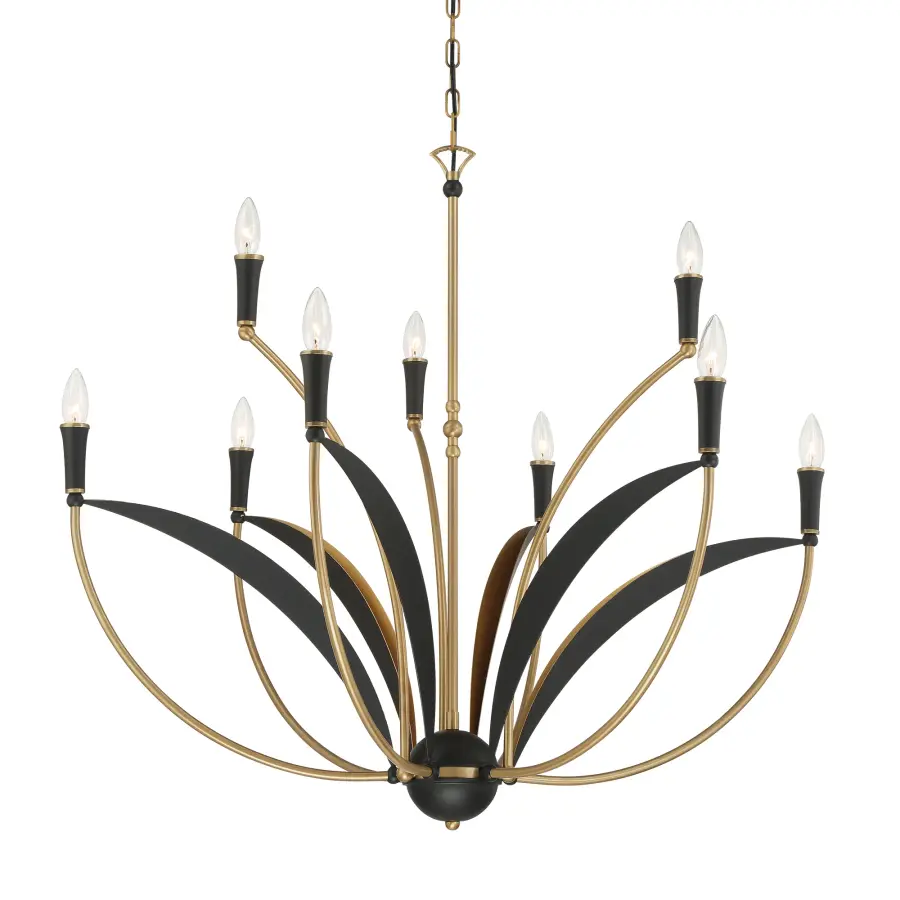 Miller 35.5" 9-Light Chandelier in Legacy Brass - Image 1
