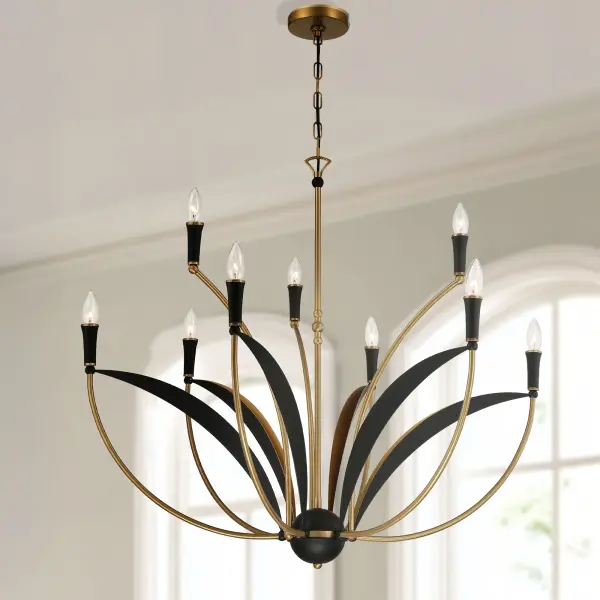 Miller 35.5" 9-Light Chandelier in Legacy Brass - Image 4
