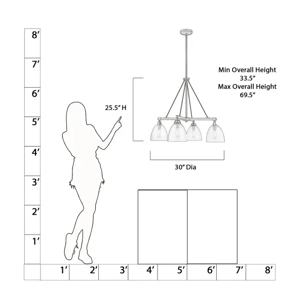 The Sommersby chandelier combines warm Legacy Brass with modern Matte Black accents for a refined transitional look. At 30 inches wide, it's perfectly scaled for medium dining rooms and kitchen islands, offering versatile style. - alternate view