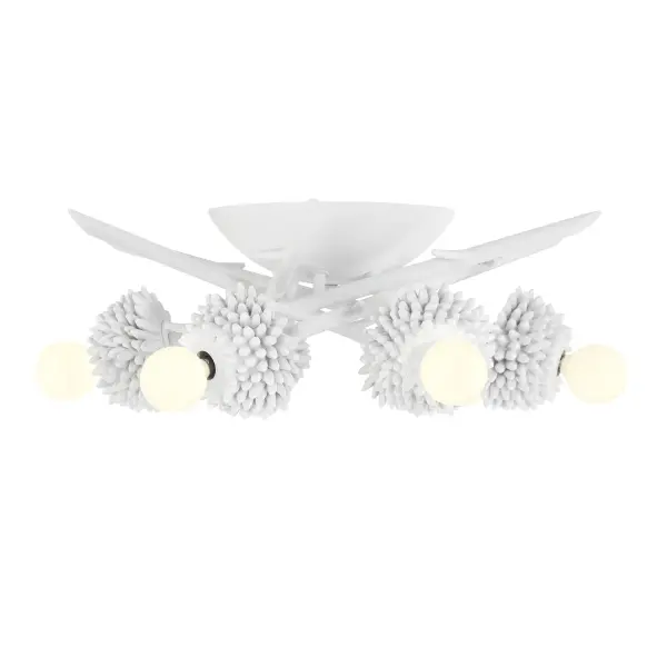 Robin Baron's North Fork collection brings sophisticated coastal style to low-ceiling spaces. The Sand White finish and compact 19-inch profile deliver designer aesthetics with practical functionality for smaller rooms. - alternate view