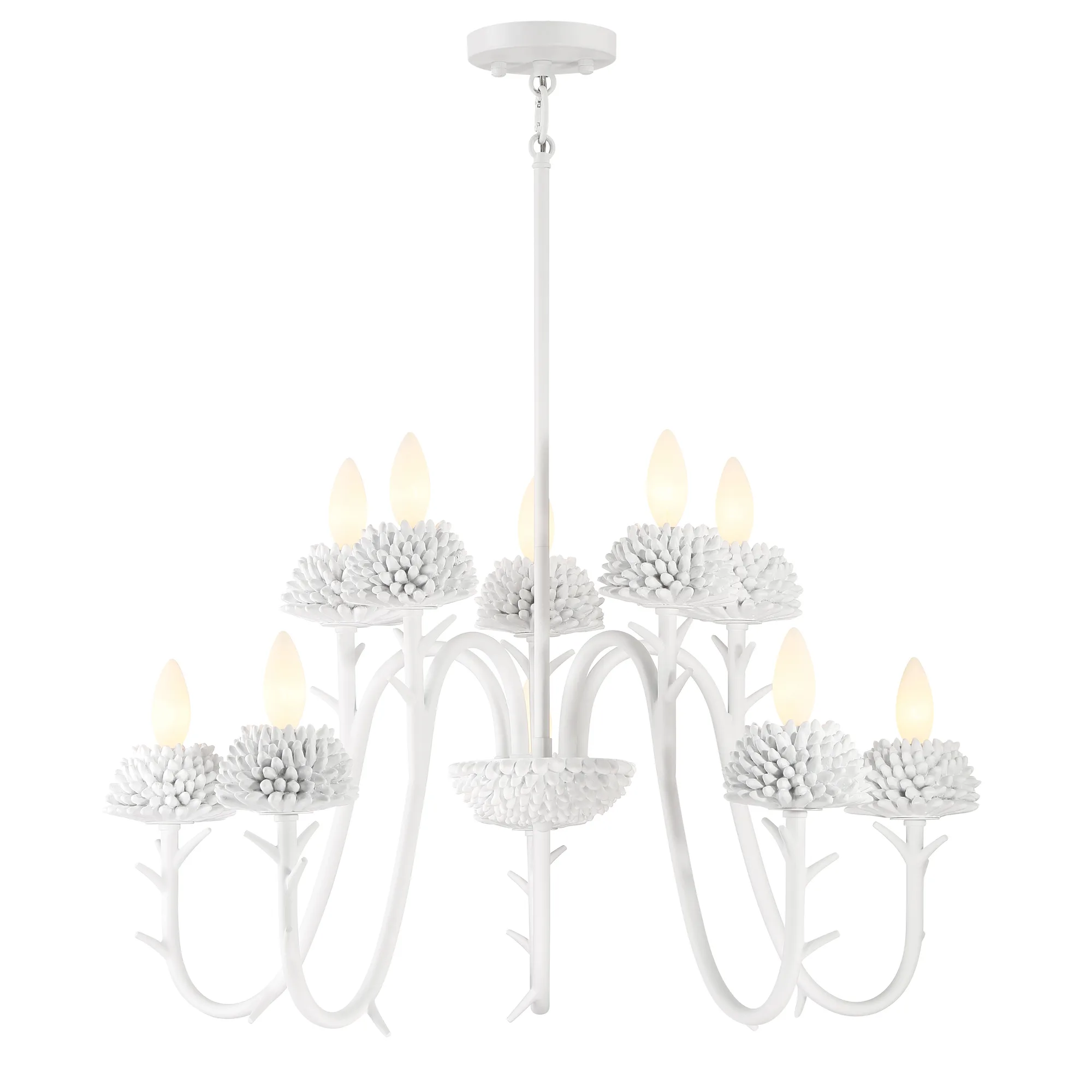 North Fork 10-Light Two-Tier Chandelier in Sand White