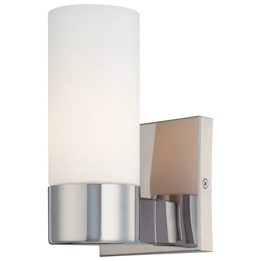 Modern Chrome Wall Sconce with Opal Glass