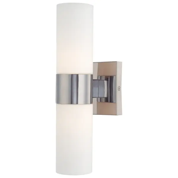 This compact 2-light wall sconce delivers clean, contemporary styling with a polished chrome finish and soft opal glass shades. Perfect for bathroom vanities or hallways where space is limited but style matters.