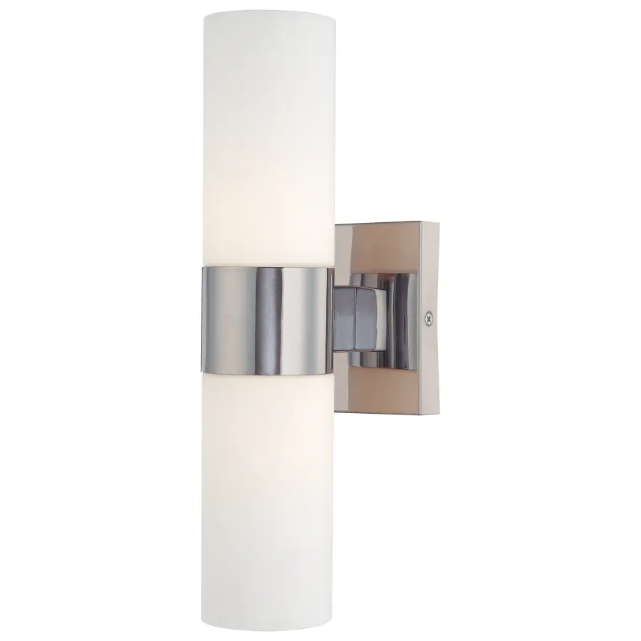 2-Light Chrome Wall Sconce with Opal Glass
