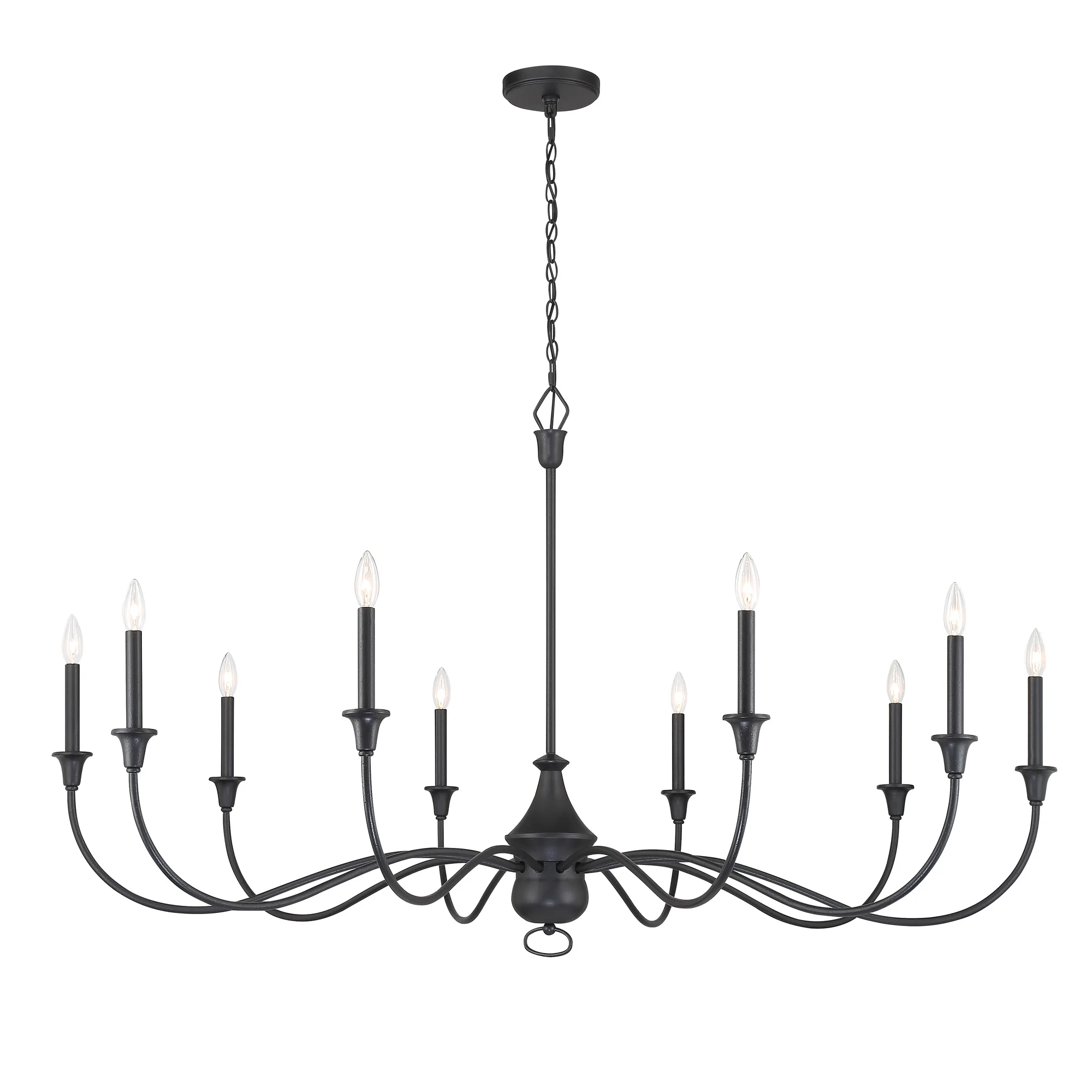 Halifax County 10-Light Chandelier in Textured Coal Black