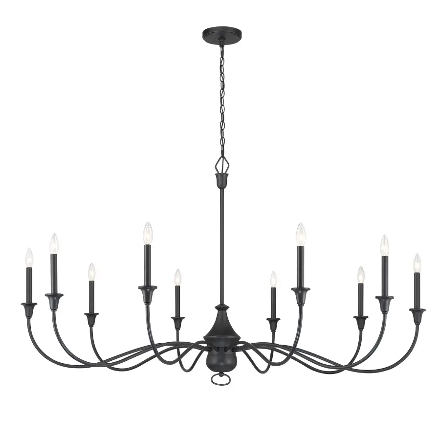 Halifax County 10-Light Chandelier in Textured Coal Black - Image 1