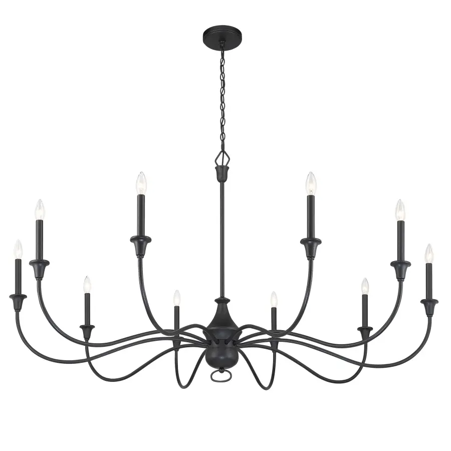 Halifax County 10-Light Chandelier in Textured Coal Black - Image 2