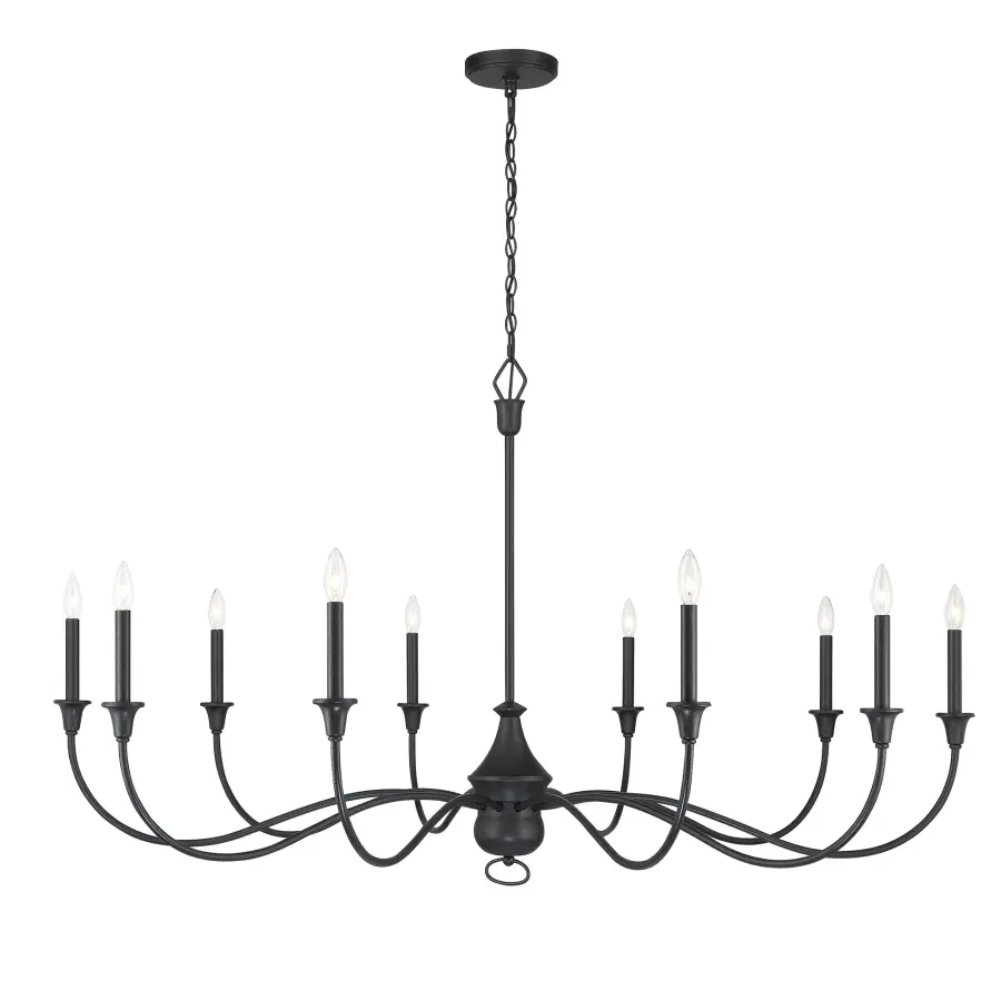 Halifax County 10-Light Chandelier in Textured Coal Black - Image 4