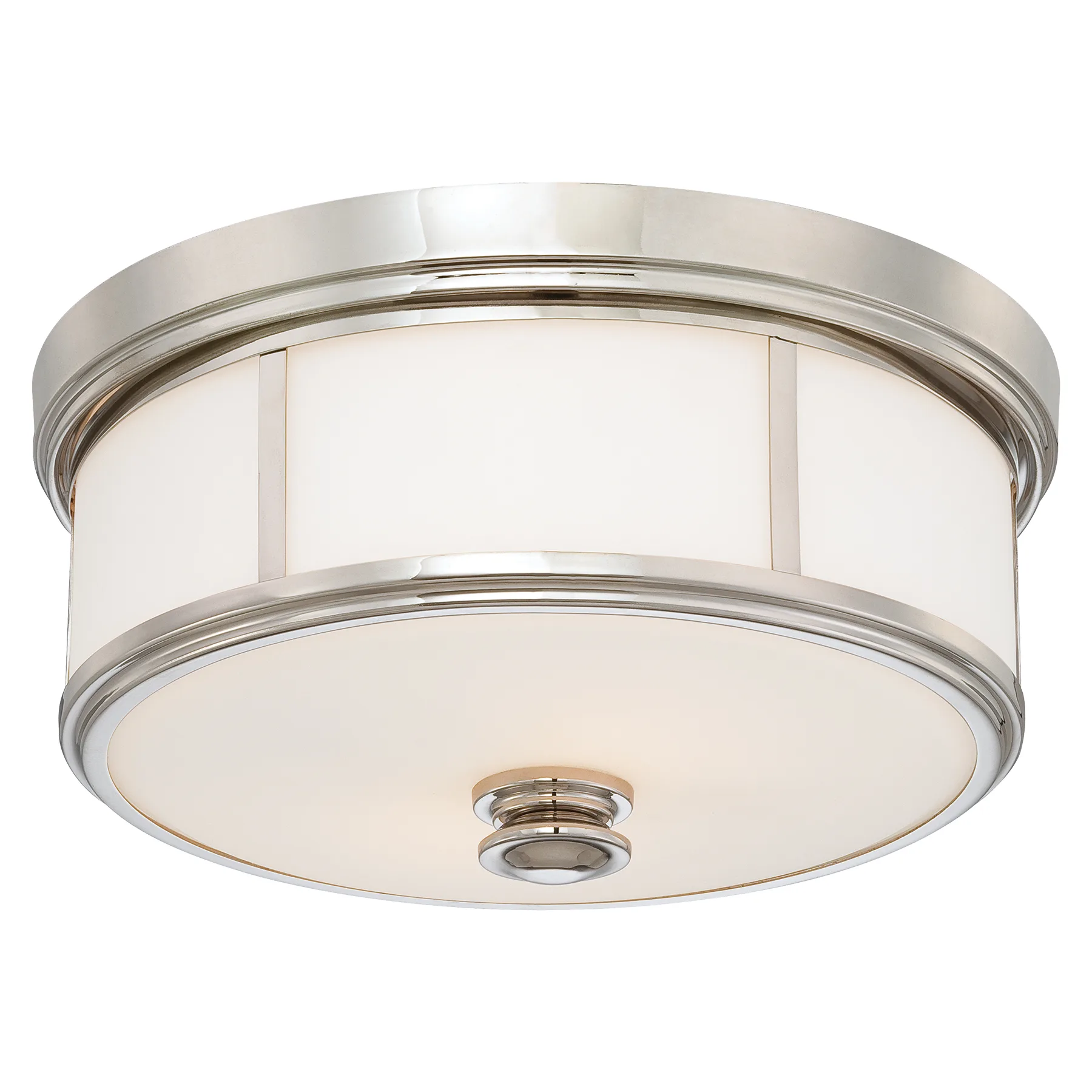 5-Light Flush Mount in Polished Nickel with Etched Opal Glass