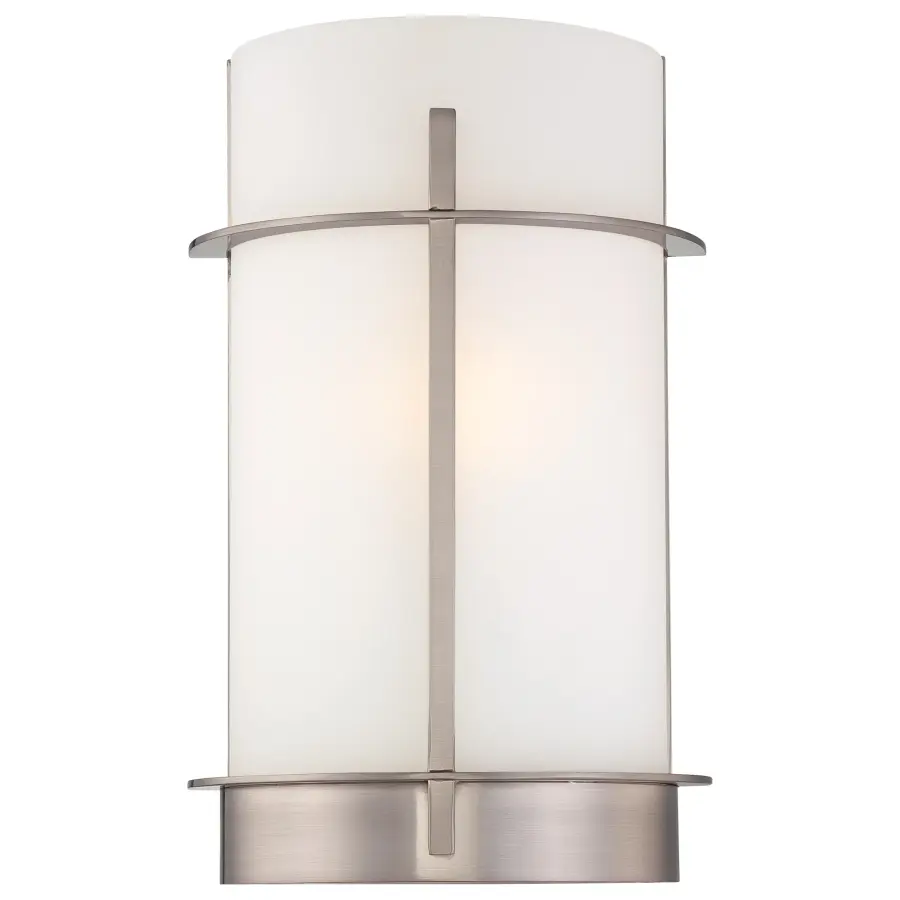Brushed Nickel Wall Sconce with Etched Opal Glass
