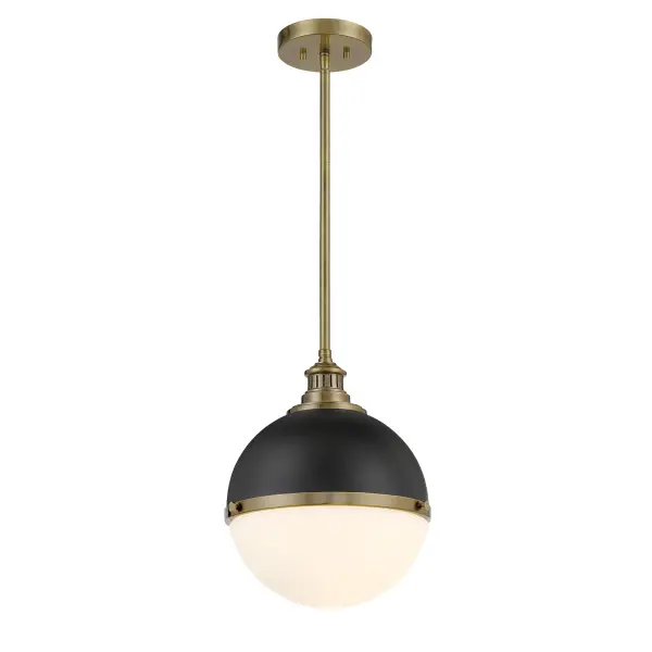 Vorey 1-Light Pendant in Coal and Oxidized Aged Brass - Image 1