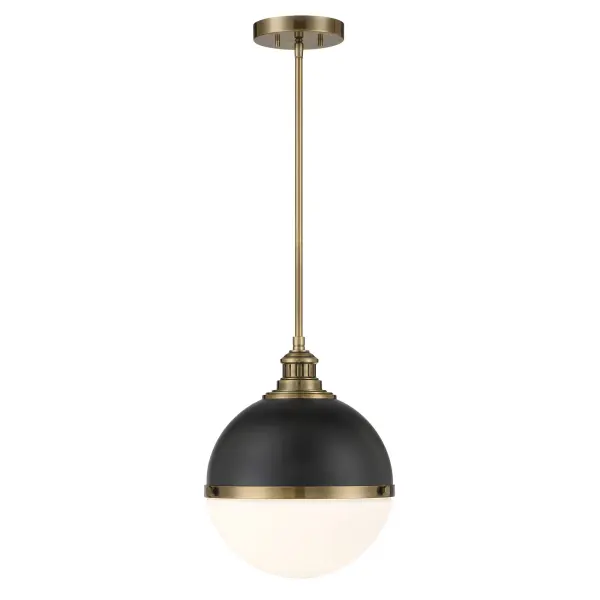 Vorey 1-Light Pendant in Coal and Oxidized Aged Brass - Image 2