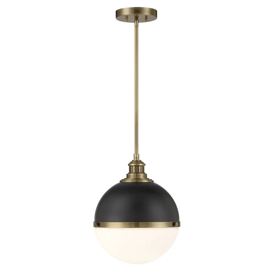 Vorey 1-Light Pendant in Coal and Oxidized Aged Brass - Image 2