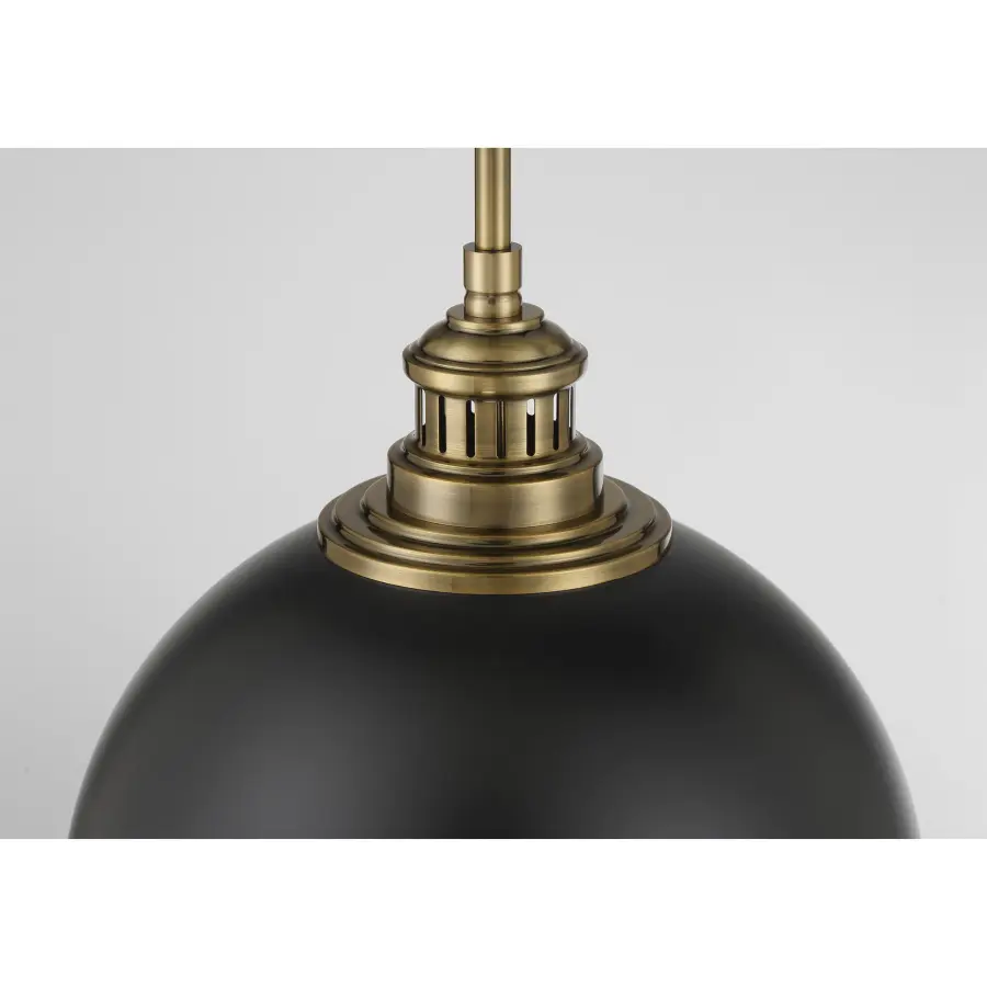 Vorey 1-Light Pendant in Coal and Oxidized Aged Brass - Image 3