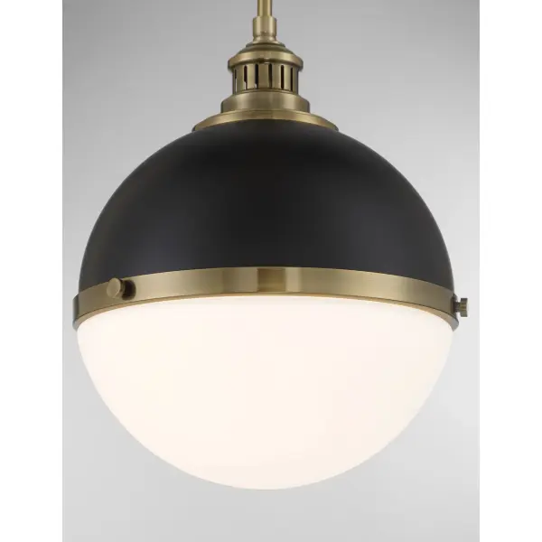 Vorey 1-Light Pendant in Coal and Oxidized Aged Brass - Image 4