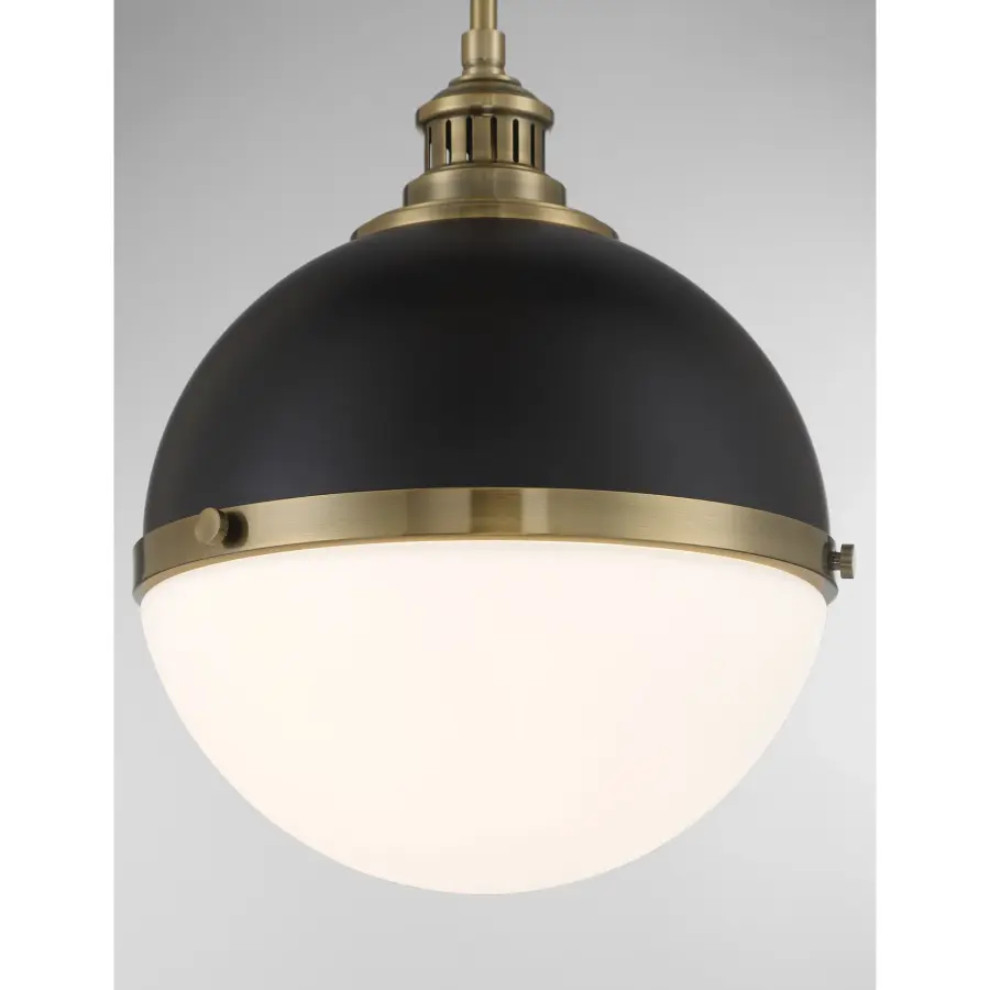 Vorey 1-Light Pendant in Coal and Oxidized Aged Brass - Image 4