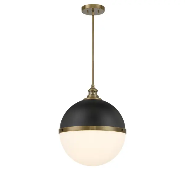 Vorey 1-Light Pendant in Coal and Oxidized Aged Brass - Image 1