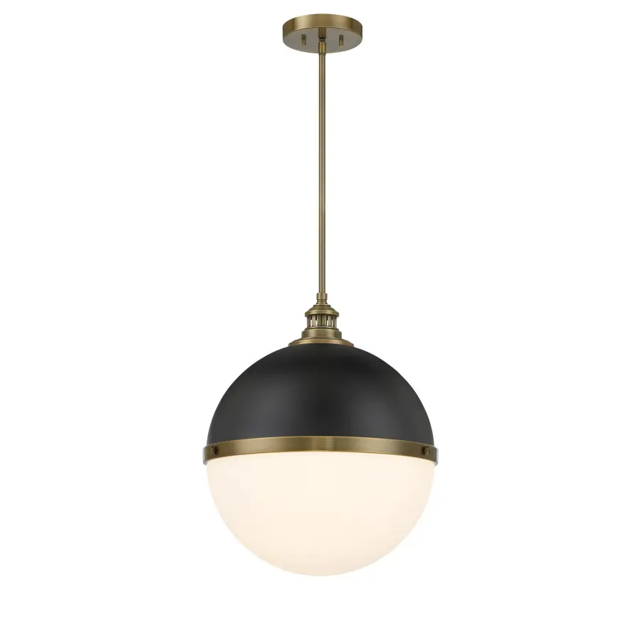 Vorey 1-Light Pendant in Coal and Oxidized Aged Brass - Image 1