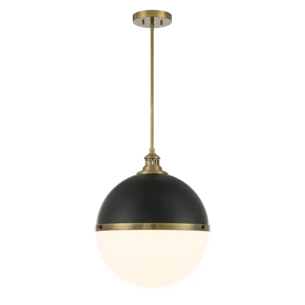 Vorey 1-Light Pendant in Coal and Oxidized Aged Brass - Image 2