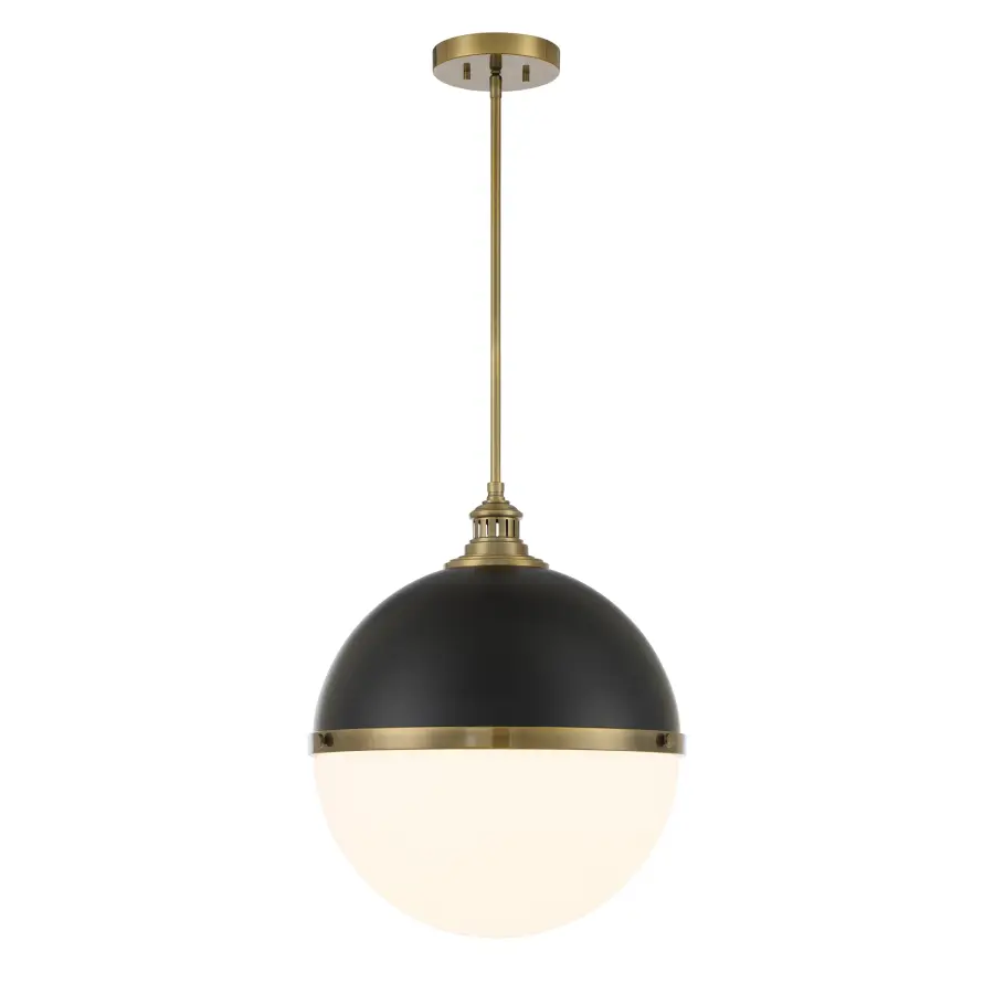 Vorey 1-Light Pendant in Coal and Oxidized Aged Brass - Image 2