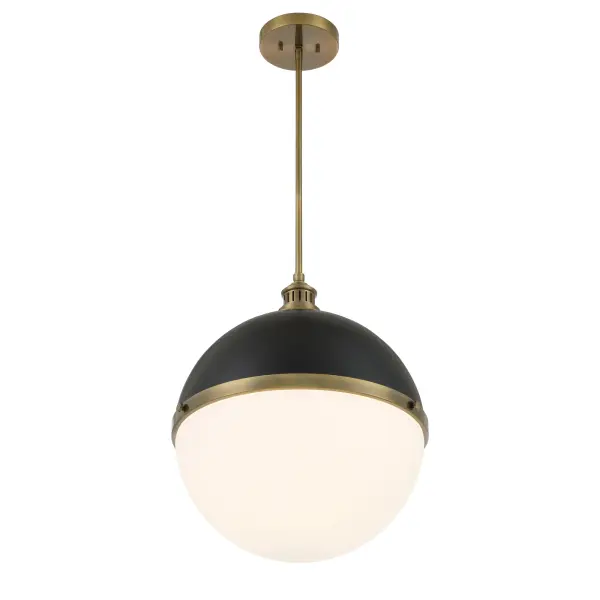 Vorey 1-Light Pendant in Coal and Oxidized Aged Brass - Image 3