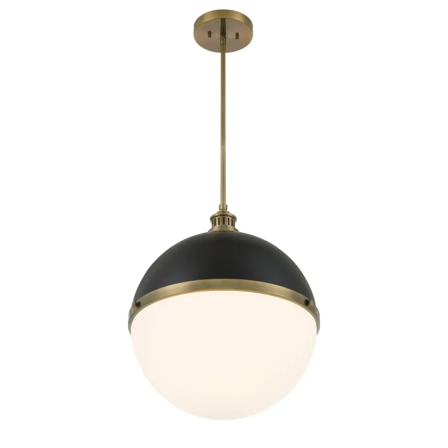 Vorey 1-Light Pendant in Coal and Oxidized Aged Brass - Image 3